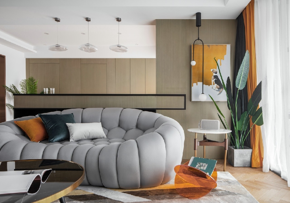 现代简约风格客厅沙发装修案例图